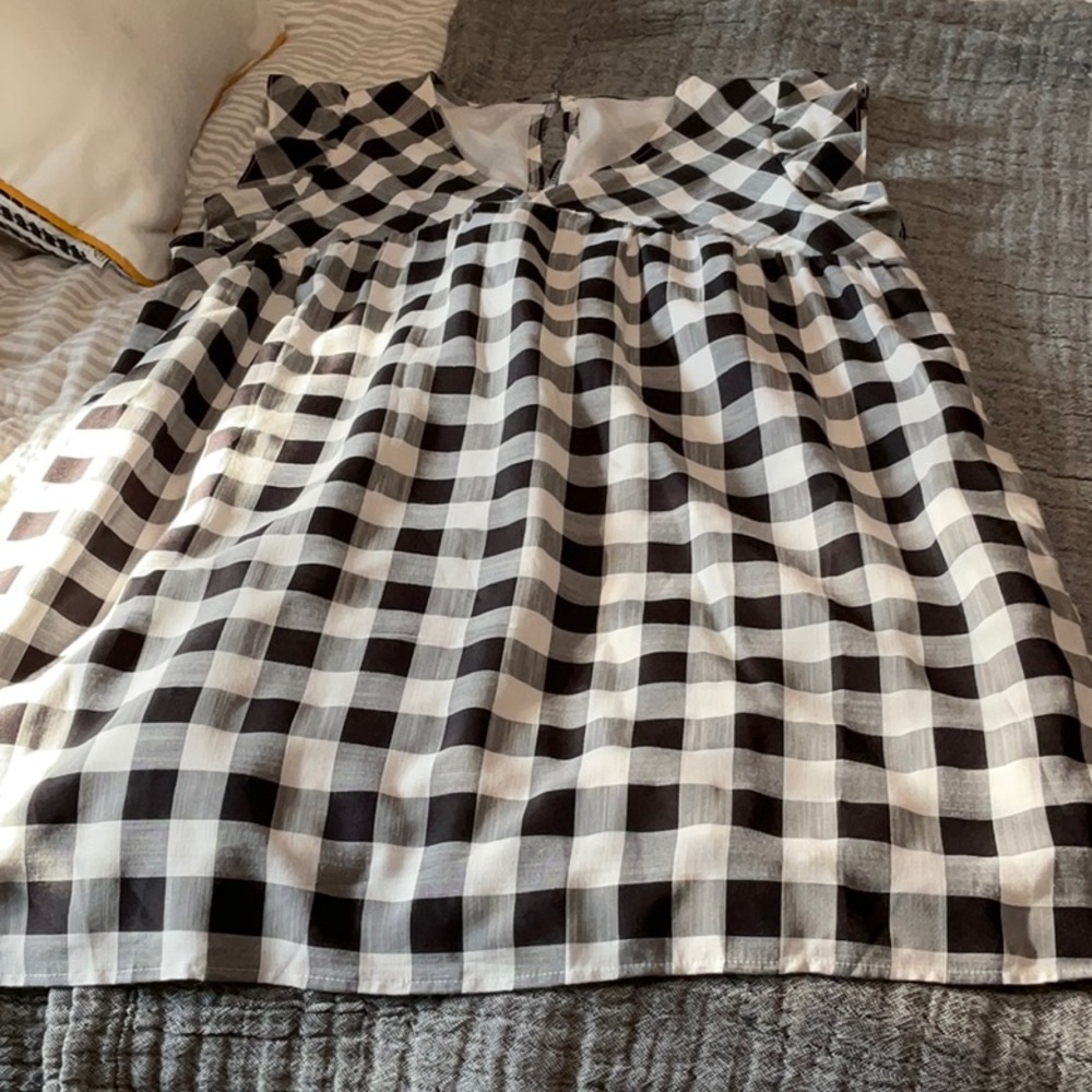 Black Cream Buffalo Plaid Dress L